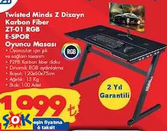 TWİSTED MİNDS Z DİZAYN KARBON FİBER ZT-01 RGB E-SPOR OYUNCU MASASI